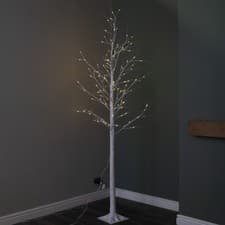 Image of 2.4m (8ft) Light up Christmas Birch Tree with 136 Warm White LEDs