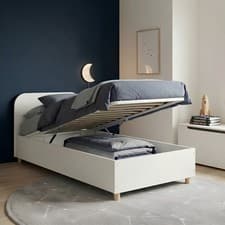 Image of Agnes Single Gas Lift Ottoman Bed with Storage in White