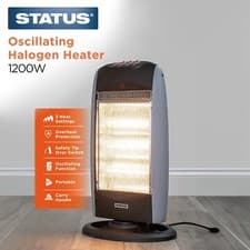 Image of 1200W INSTANT HEAT Portable Electric Halogen Quartz Heater 3 Bars Free Standing