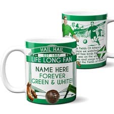 Image of Personalised Football Mug Glasgow Celtic Fan Vintage Retro Cup Dad Gift VFM23