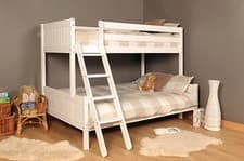 Image of 3ft 4ft Triple wooden Bunk Bed kids Pine White or Grey & Mattress Option