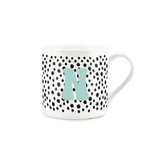 Image of Personalised Initial Bone China Tea/Coffee Mug Gift - Dotty Letter N