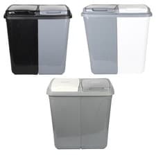 Image of 90L Dual Compartment Kitchen Rubbish Bin Waste Recycling And Laundry Basket.