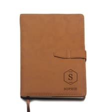 Image of Personalised PU Leather Notebook A5 Size Engraved Any Name / Text Gift Idea
