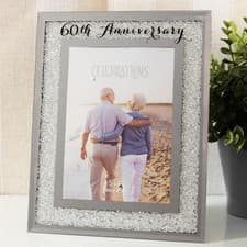 Image of Anniversary Photo Frame Glitter Crystal Silver Gold Diamond 25th 50th 60th 5x7"