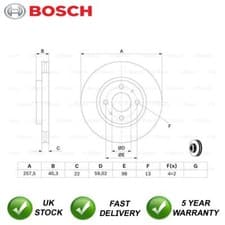 Image of Brake Disc Front Bosch Fits Panda Doblo 500 Fiorino Stilo Bipper Nemo MiTo