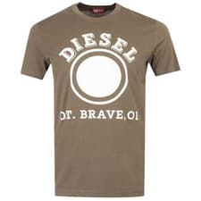 Image of Diesel Mens 1976 Varsity Logo T-ShirtM Green SY1195