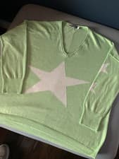 Image of Mint Velvet Green Jumper With Stars Size XL BN