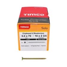 Image of Timco SOLO 5.0 X 70MM YELLOW POZI COUNTERSUNK WOOD SCREWS FLAT PH ZINC (200 BOX)
