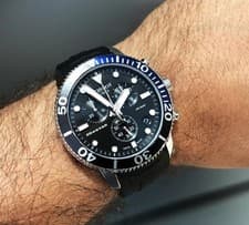 Image of NEW TISSOT MENS WATCH SEASTAR 1000 CHRONOGRAPH BLACK RUBBER STRAP & BLACK DIAL
