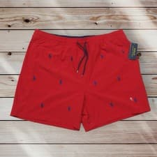 Image of Polo Ralph Lauren Traveller Swim Shorts Red All Over Pony Logo Mens L XL XXL
