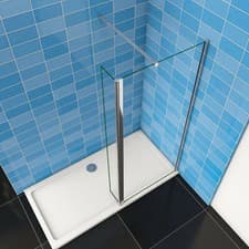 Image of Walk In Wet Room Shower Enclosure Screen Flipper Nano 8mm Glass Tray Free Waste