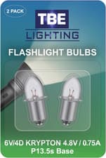 Image of TBE LIGHTING Replacement Torch Bulb 2D 4.8 Volt, 0.75A Bayonet Base P13.5