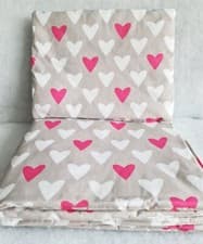 Image of 2 3 4 5 pc bedding set nursery baby 100% cotton for cot bed pink grey hearts