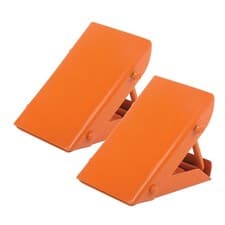 Image of Folding Steel Wheel Chocks Pair Car Van Caravan Camper Boat Trailer Tyre Wedges