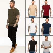 Image of Enzo T shirt Mens Slim Fit Casual Plain Cotton Crew Neck Tee Short Sleeve Top