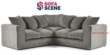 Image of Jumbo Cord Corner Sofa Suite Set Footstool 3 2 Seater Grey Brown Black Chairs uk