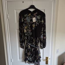 Image of Oasis Ladies Floral Tie Waist Mini Dress Size 16 New With Tags