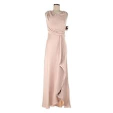 Image of Taylor Blush Pink Maxi Dress Size 6 NWT Formal Wrap Ruffle Slit Bridesmaid