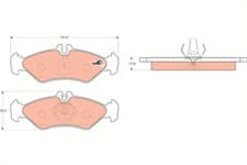 Image of TRW GDB1262 rear Brake Pad Set fits volkswagen LT mercedas sprinter 1996-2006