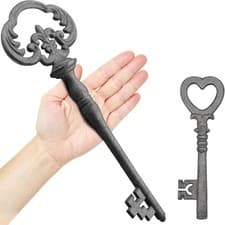 Image of Zezzxu Large Iron Skeleton Key, Giant Cast Key 12 inch * 4 inch, Grey
