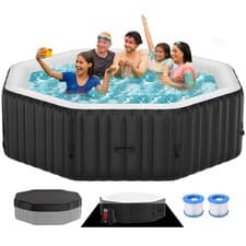 Image of H&ZT Inflatable Hot Tub 6 Person 77x77x25 inch 2400W Octagon SPA Pool Bathtub