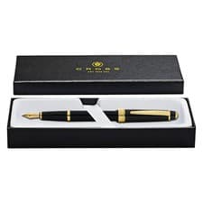 Image of Cross Bailey Fountain Pen - Black with Gold Trim & Box - Choose Nib (AT0746-9)