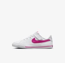 Image of Nike Court Legacy Little Kids' Shoes (WHITE/LASER FUCHSIA)
