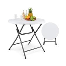 Image of 81 CM Round Folding Plastic Table with Thickened HDPE Tabletop