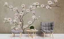 Image of 3D Floral Bird Wallpaper Wall Mural Removable Self-adhesive Sticker 255