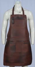 Image of Luxury Real Leather Apron Butcher Apron - Cook Apron - BBQ Apron - Cooking Apron