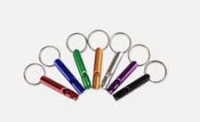 Image of Whistle with Keychain Emerengy Metal Distress Hiking Camping Safety Survival