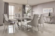 Image of Arianna 200cm Grey Marble Dining Table + 6 Chairs + Coffee Table