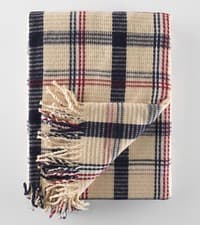 Image of Throw 100% Cotton Abstract Geometric Natural Beige Neutral Fringe Sofa Blanket