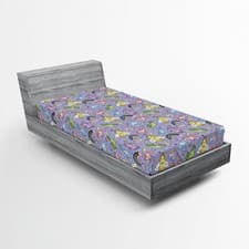 Image of Rainbow Fitted Sheet Unicorns Flying in Sky
