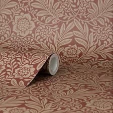 Image of Crown Classic Camile Red Floral Wallpaper Paste The Wall Washable Fine Decor