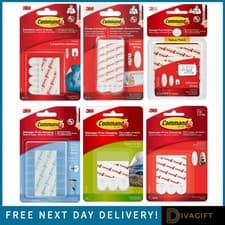 Image of 3M COMMAND POSTER STRIPS DOUBLE SIDED ADHESIVE REFILL SMALL MEDIUM LARGE CLEAR
