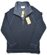 Image of Tommy Bahama Fleece Sweater Mens Medium Blue Flip Breaker Stripe Reversible $128