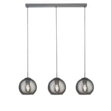 Image of 3 Lights Chrome Finish Pendant Bar Ceiling Fitting Light With Smoke Glass Shades