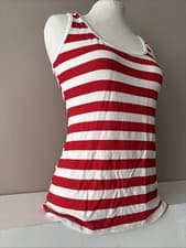 Image of Women's Striped Vest Top Red and White Size 10 New Without Tags