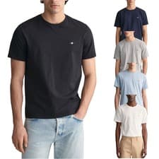 Image of Gant Mens T Shirts Shield Logo Crew Neck Short Sleeve Cotton Summer Casual Tee