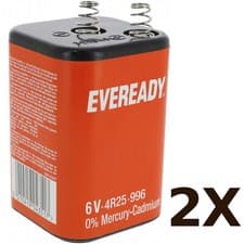 Image of 2X EVER READY PJ996 / 4R25 6V ZINC BATTERY USED FOR TORCHES / LIGHTING ETC 34367