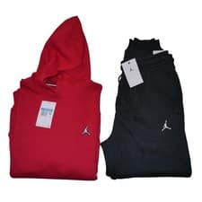 Image of Air Jordan 2 PC Set Mens Size M Gym Red/Black Sweatsuit Fleece Tracksuit NWT