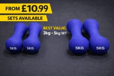 Image of Neoprene Dumbbells 2kg 3kg 5kg Pairs Home Gym Weights Bundle From £10.99 Free UK
