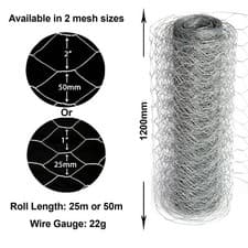 Image of Chicken Wire Mesh Fencing Galvanised Netting Rabbit Fence Pet Garden 25m 50m