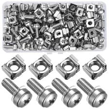 Image of 110 Pcs/55 Set Rack Mount Cage Nuts and Screws Kit, M6x20mm Server Rack Screw...