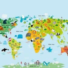 Image of Whole Wide World Map Animals Educational Wallpaper Wall Mural Ohpopsi Photo
