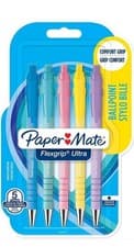 Image of Paper Mate Flexgrip Ultra Ballpoint Pens Blue Ink 1.0mm Medium Tip 5 Pack BLACK