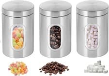 Image of 3 Pack Stainless Steel Kitchen Canisters, Canisters Sets for the Kitchen Accesso