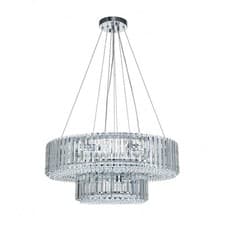 Image of 12-Lights Luxury Crystal Chandeliers 2-Tier Round Crystal Pendant Light Fixtures